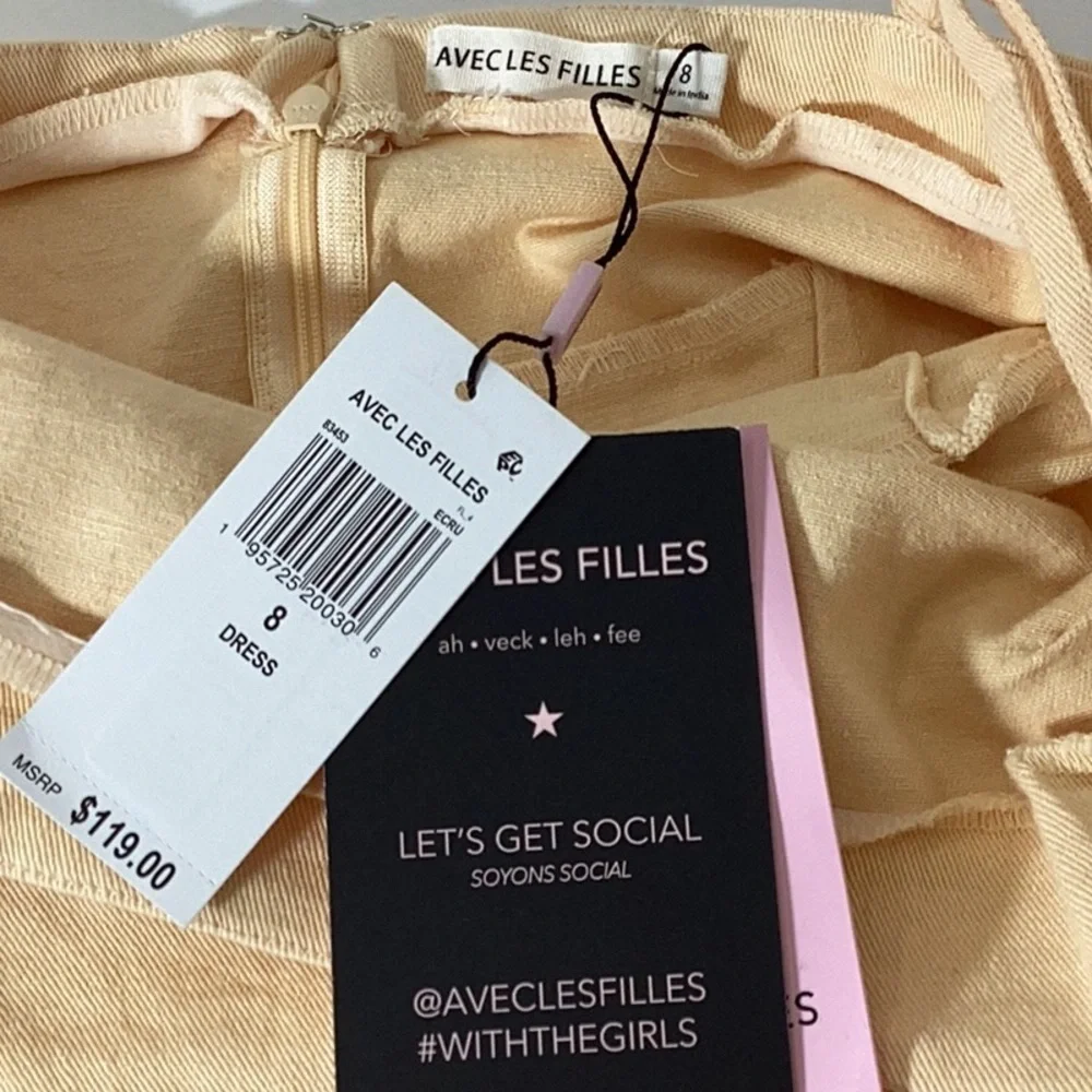 Avecles Filled Elegant Cream Dress